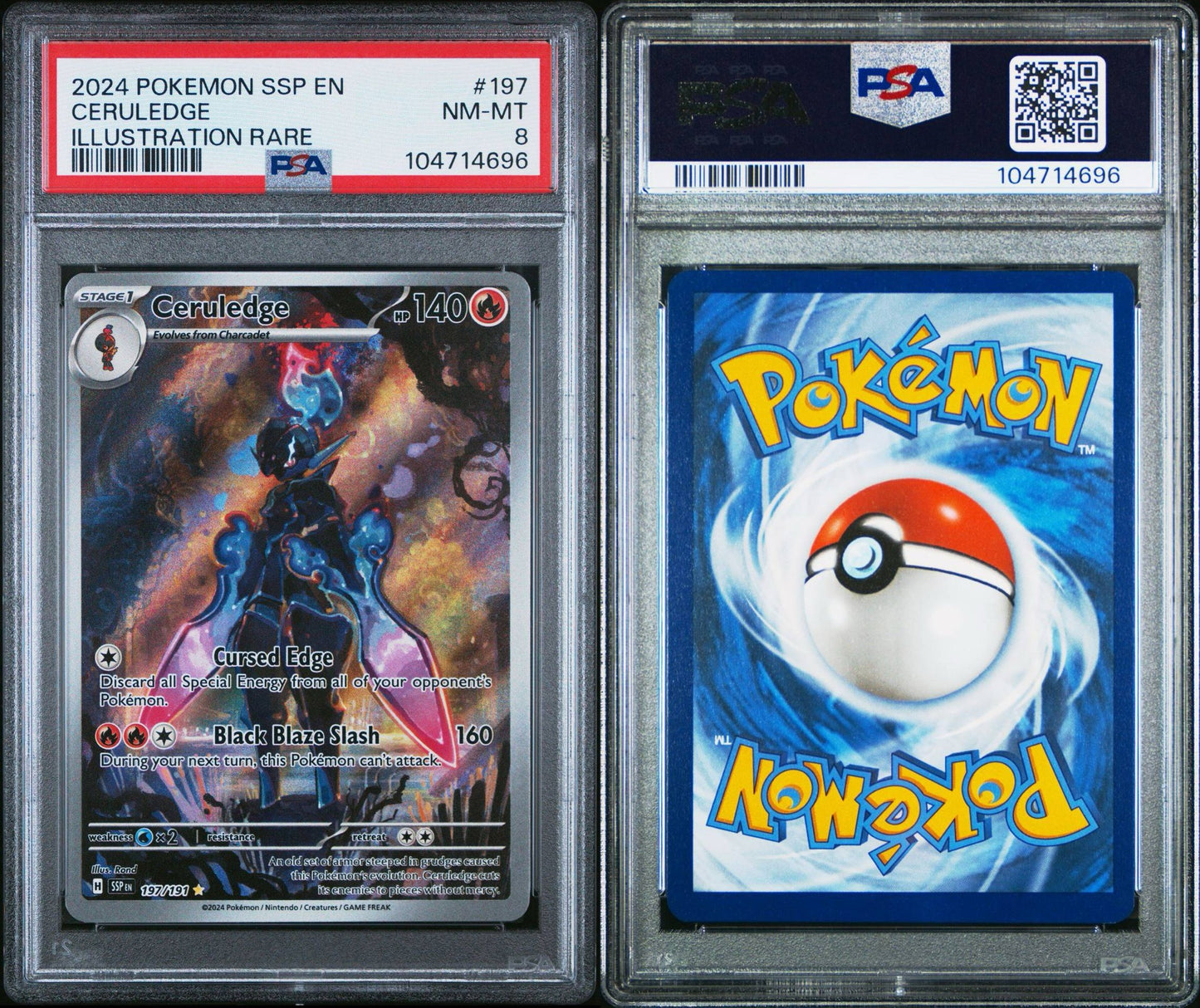 PSA 8 2024 POKEMON SSP EN-SURGING SPARKS | ILLUSTRATION RARE 197 CERULEDGE