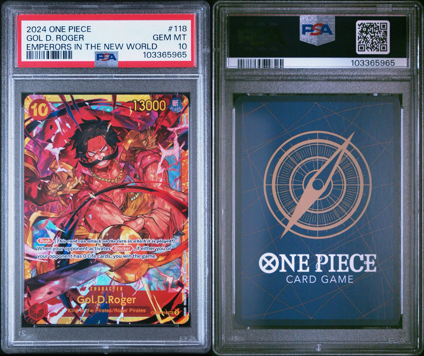 PSA 10 2024 ONE PIECE OP09-EMPERORS IN THE NEW WORLD #118 GOL D. ROGER
