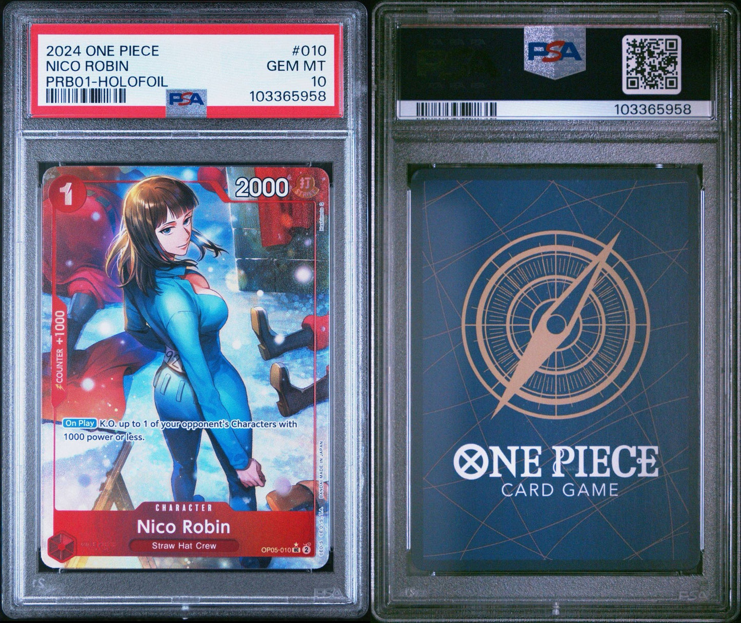 PSA 10 2024 ONE PIECE PRB01-PREMIUM BOOSTER -ONE PIECE CARD THE BEST- | HOLOFOIL NICO ROBIN 010