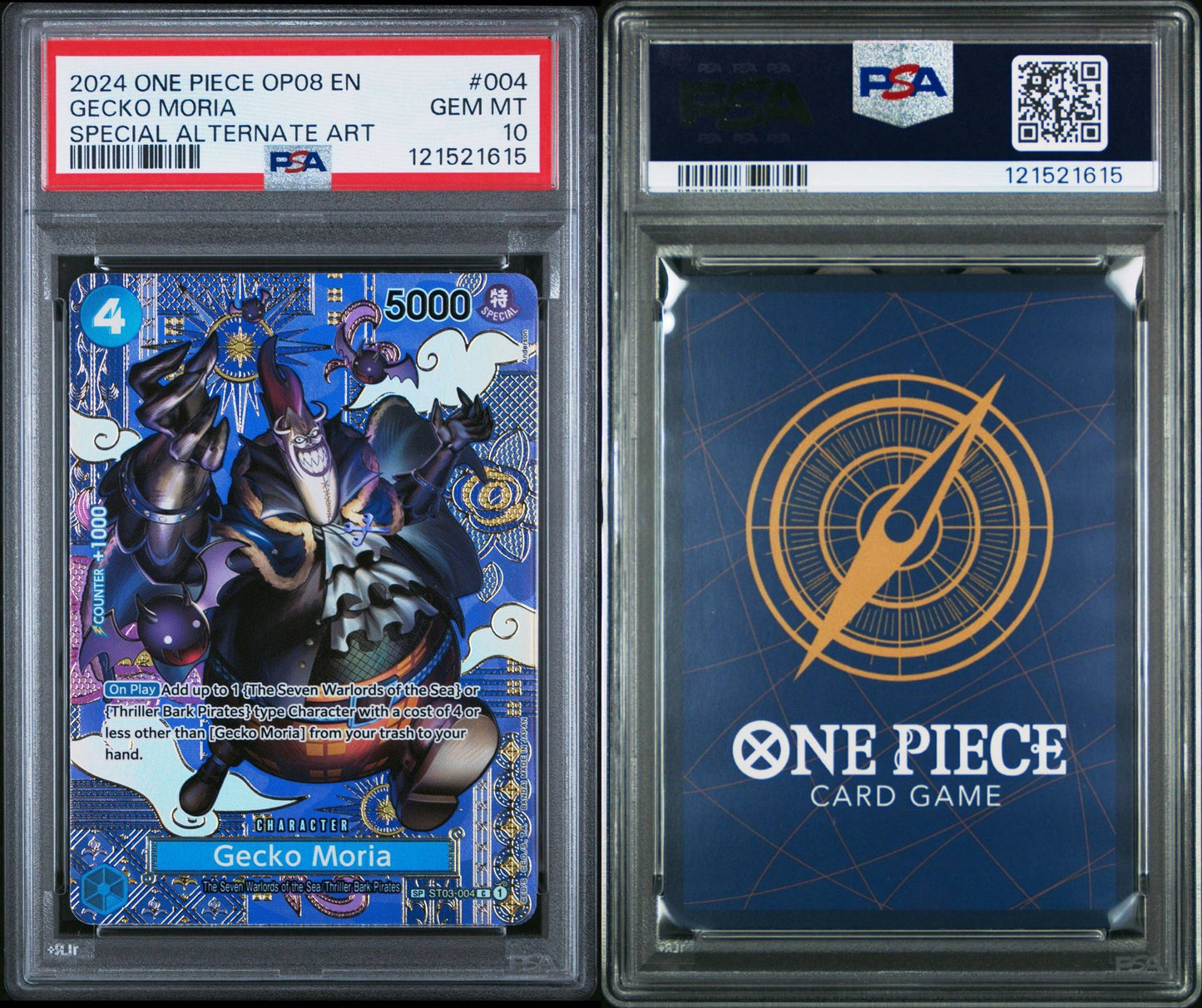 PSA 10 2024 ONE PIECE OP08-TWO LEGENDS | SPECIAL ALTERNATE ART GECKO MORIA 004