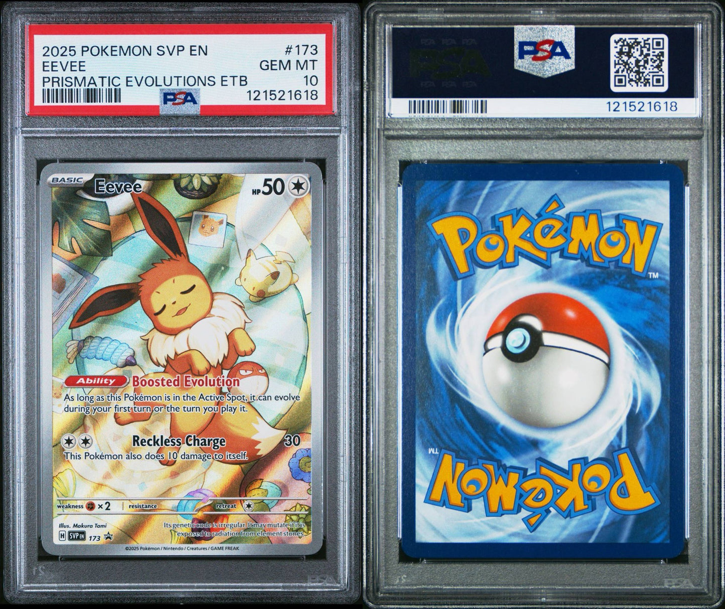 PSA 10 2025 POKEMON SVP EN-SV BLACK STAR PROMO | PRISMATIC EVOLUTIONS ELITE TRAINER BOX EEVEE 173