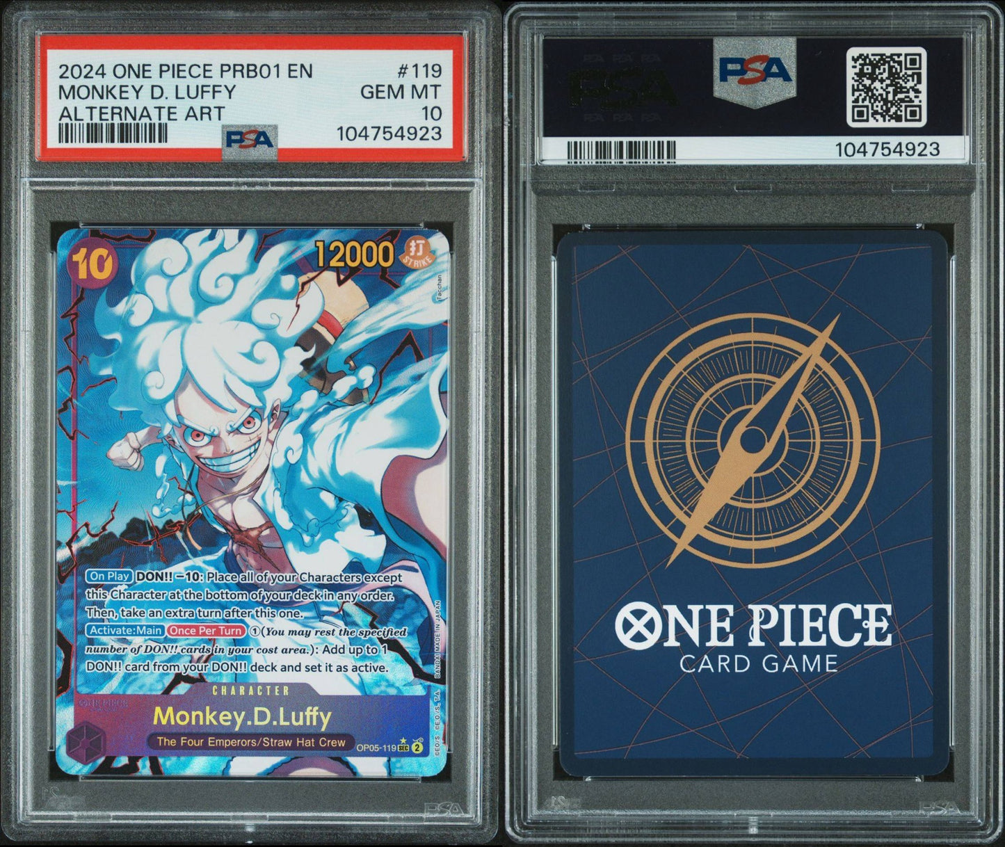 PSA 10 2024 ONE PIECE PRB01-PREMIUM BOOSTER -ONE PIECE CARD THE BEST- | ALTERNATE ARTMONKEY D. LUFFY 119