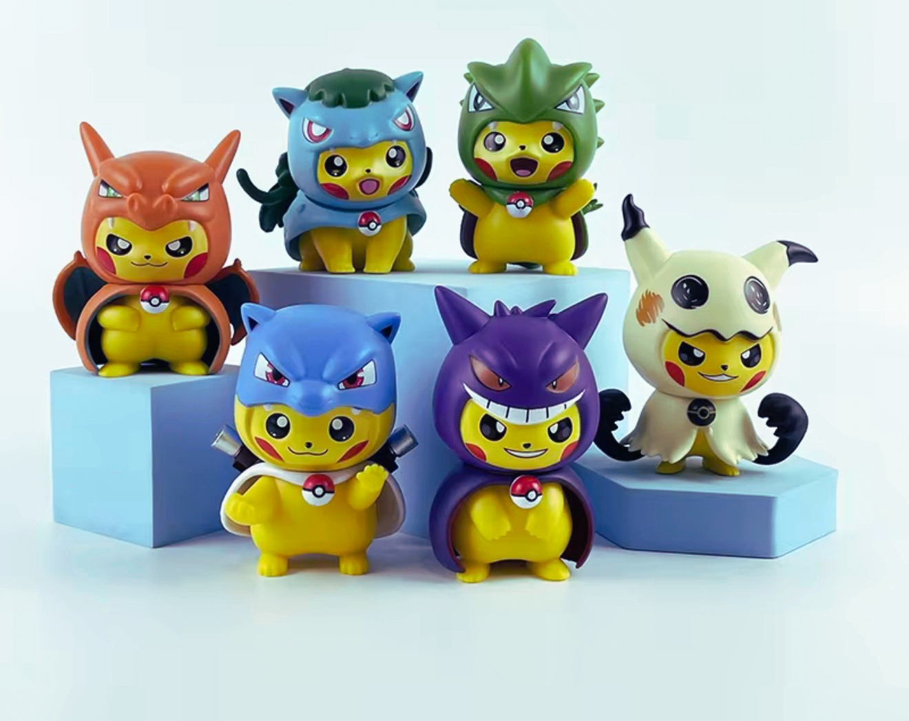PIKACHU COSPLAY FIGURES 3.5INCH VINYL DESK DECORATION (6PCS/SET) (BOX NOT INCLIUDED)