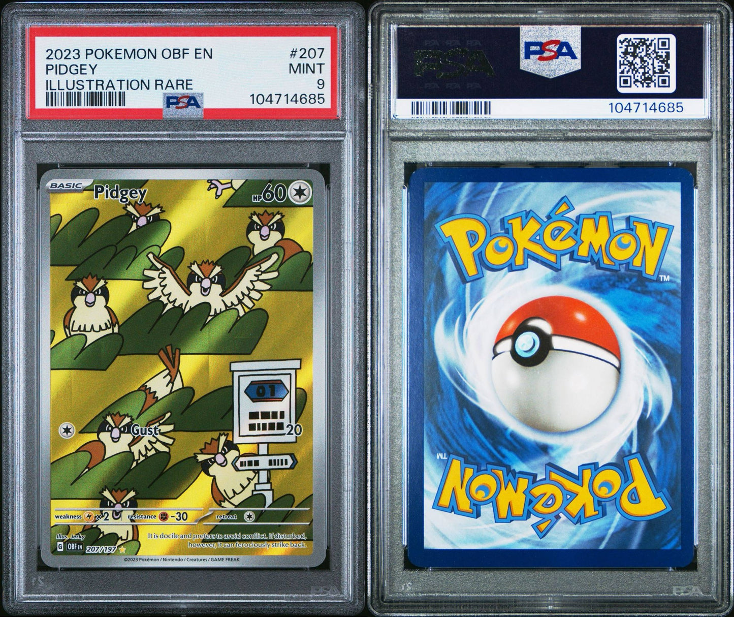 PSA 9 2023 POKEMON OBF EN-OBSIDIAN FLAMES | ILLUSTRATION RARE 207 PIDGEY