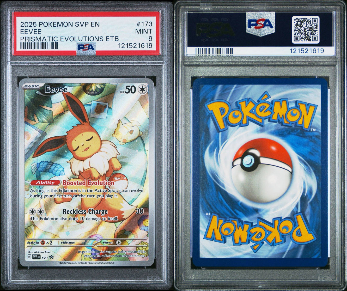 PSA 9 2025 POKEMON SVP EN-SV BLACK STAR PROMO | PRISMATIC EVOLUTIONS ELITE TRAINER BOX EEVEE 173