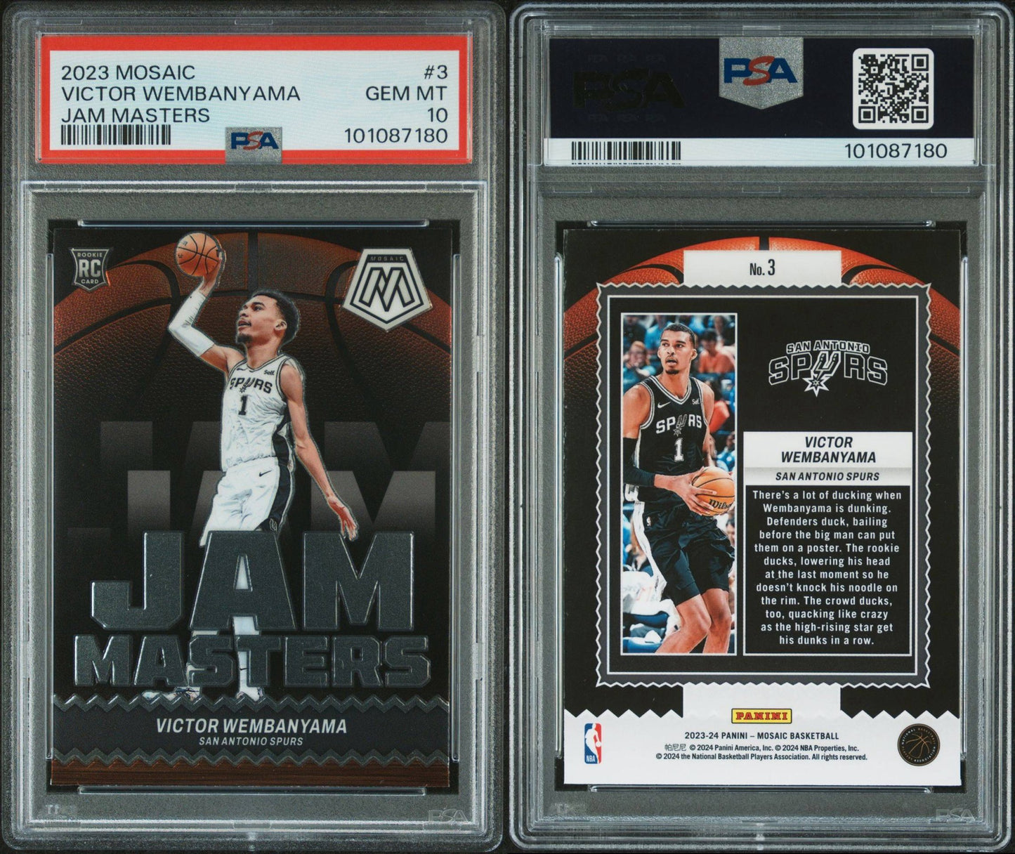 PSA 10 2023 PANINI MOSAIC JAM MASTERSVICTOR WEMBANYAMA 3