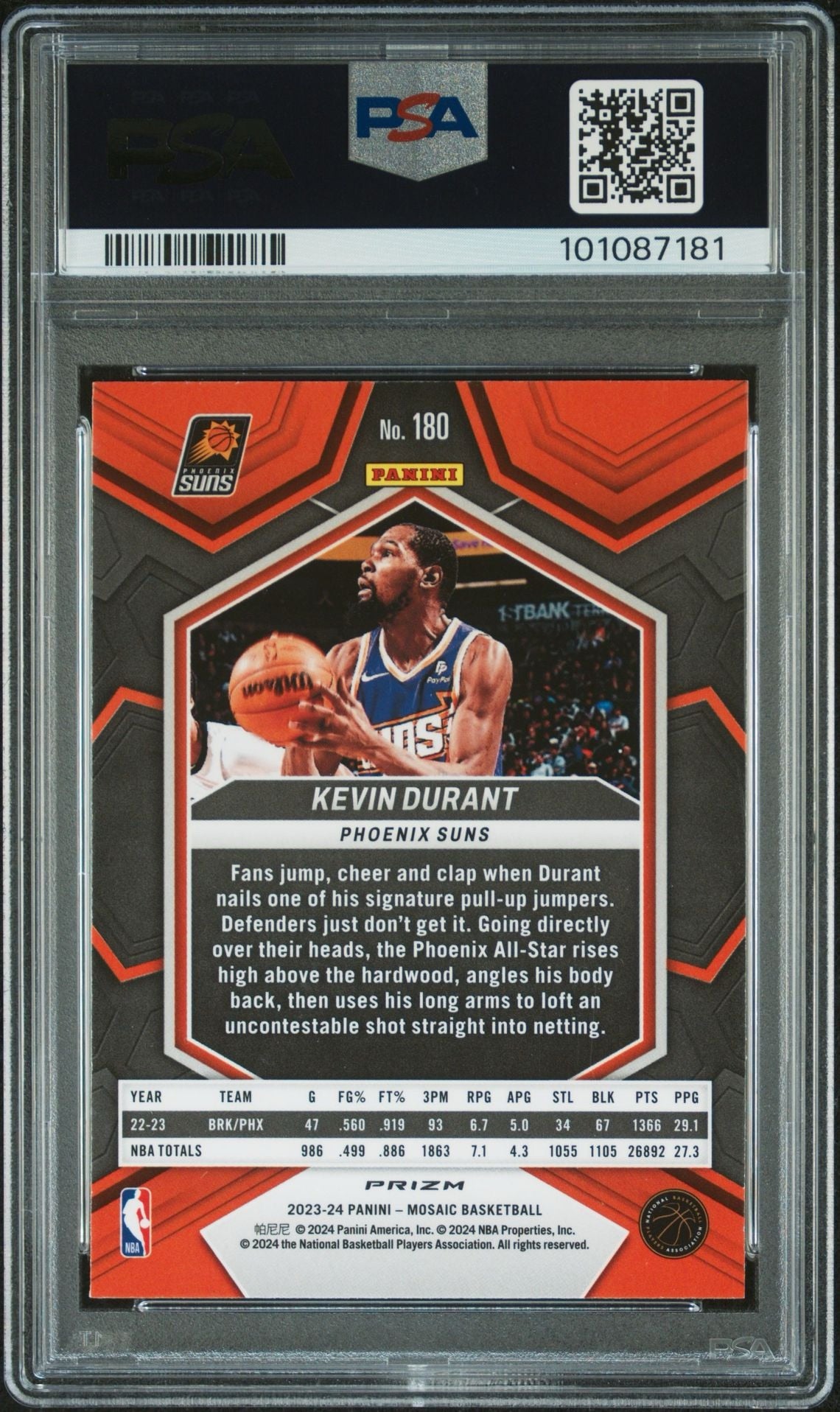 PSA 9 2023 PANINI MOSAIC | REACTIVE YELLOWKEVIN DURANT 180