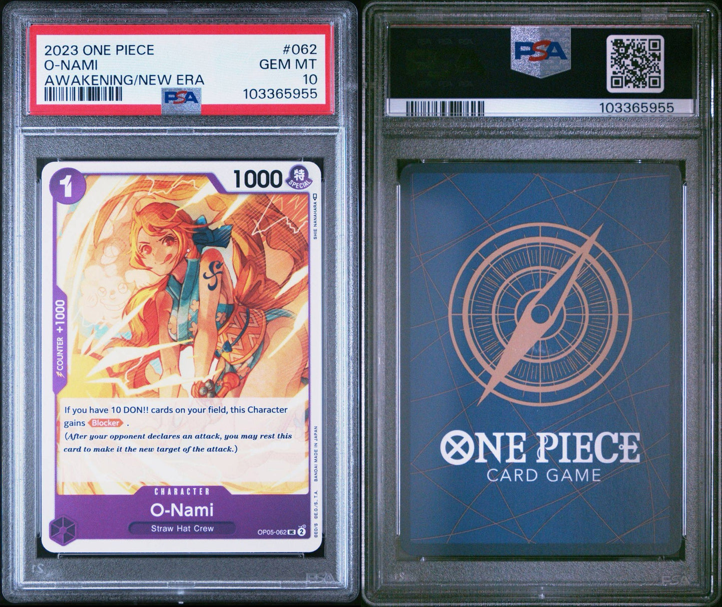 PSA 10 2023 ONE PIECE OP05-AWAKENING OF THE NEW ERA 062 O-NAMI