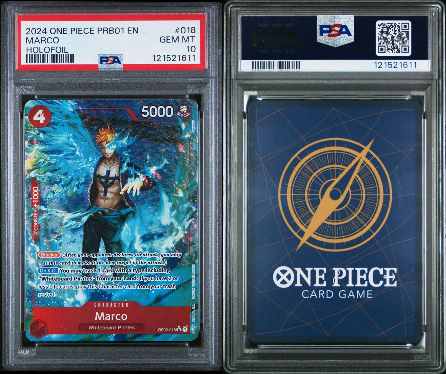 PSA 10 2024 ONE PIECE PRB01-PREMIUM BOOSTER -ONE PIECE CARD THE BEST- | HOLO FOIL MARCO 018