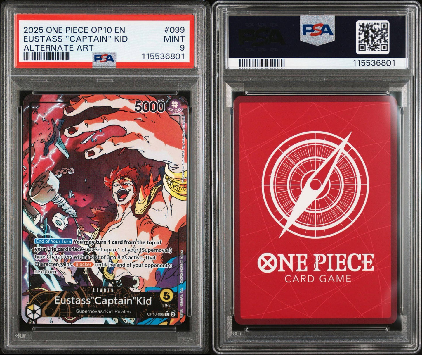 PSA 9 2025 ONE PIECE OP10-ROYAL BLOOD | ALTERNATE ART EUSTASS "CAPTAIN" KID 099
