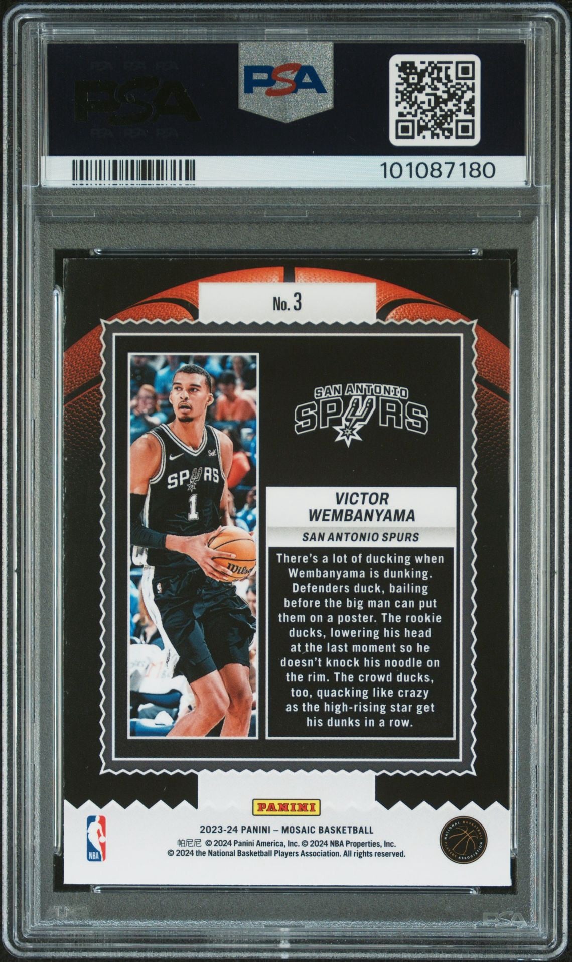 PSA 10 2023 PANINI MOSAIC JAM MASTERSVICTOR WEMBANYAMA 3