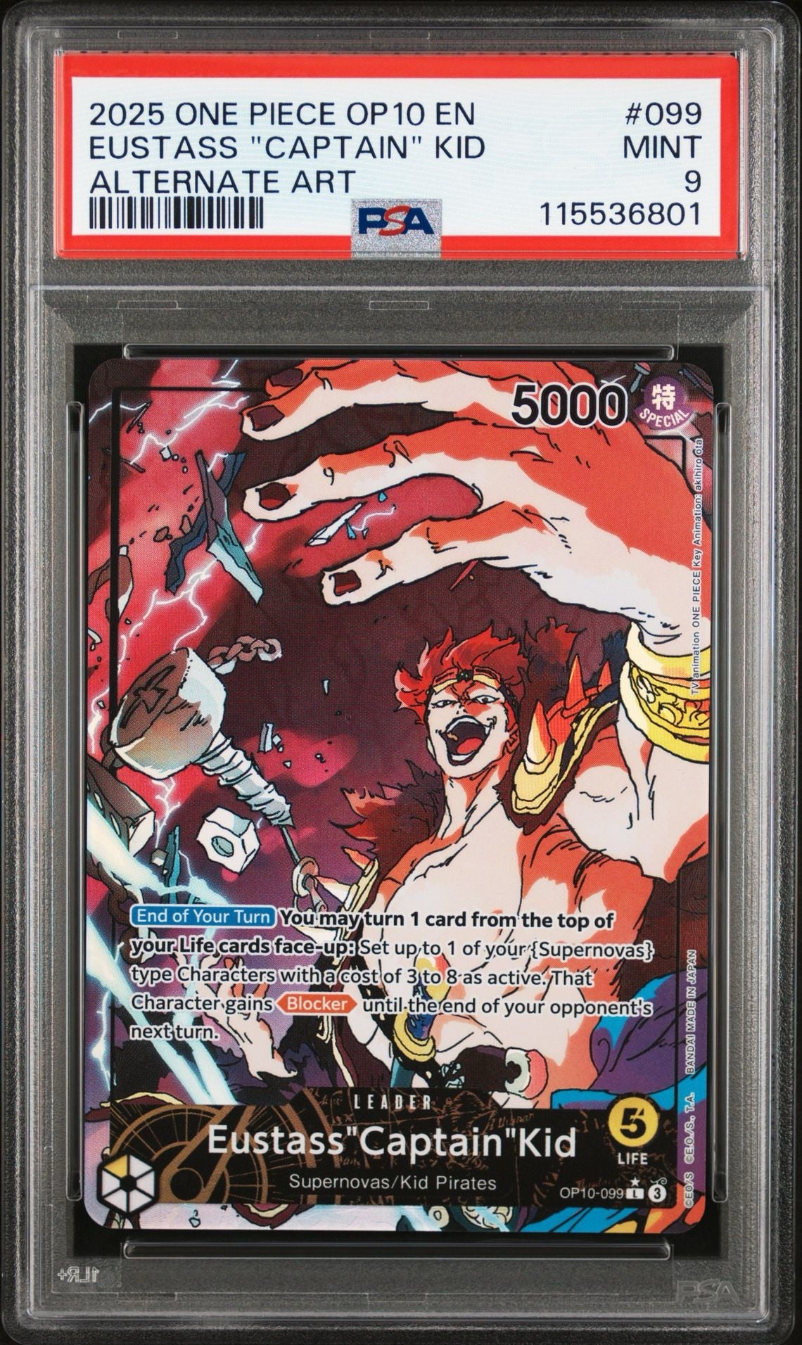 PSA 9 2025 ONE PIECE OP10-ROYAL BLOOD | ALTERNATE ART EUSTASS "CAPTAIN" KID 099