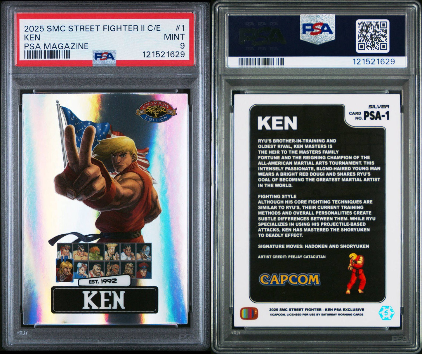 PSA 9 2025 SATURDAY MORNING CARDS STREET FIGHTER II CHAMPION EDITION PSA MAGAZINE EXCLUSIVE KEN 1