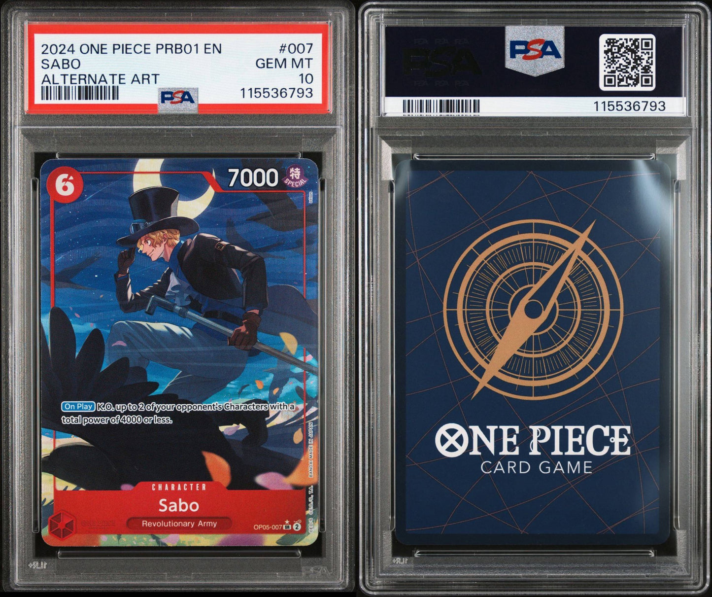 PSA 10 2024 ONE PIECE PRB01-PREMIUM BOOSTER -ONE PIECE CARD THE BEST- | ALTERNATE ART SABO 007