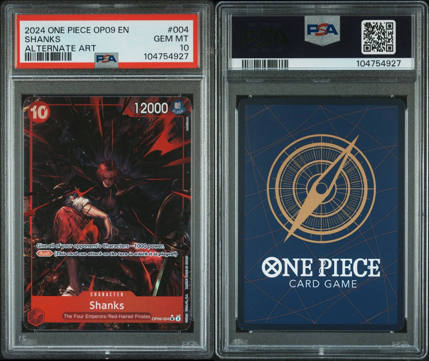 PSA 10 2024 ONE PIECE OP09-EMPERORS IN THE NEW WORLD | ALTERNATE ART 004 SHANKS
