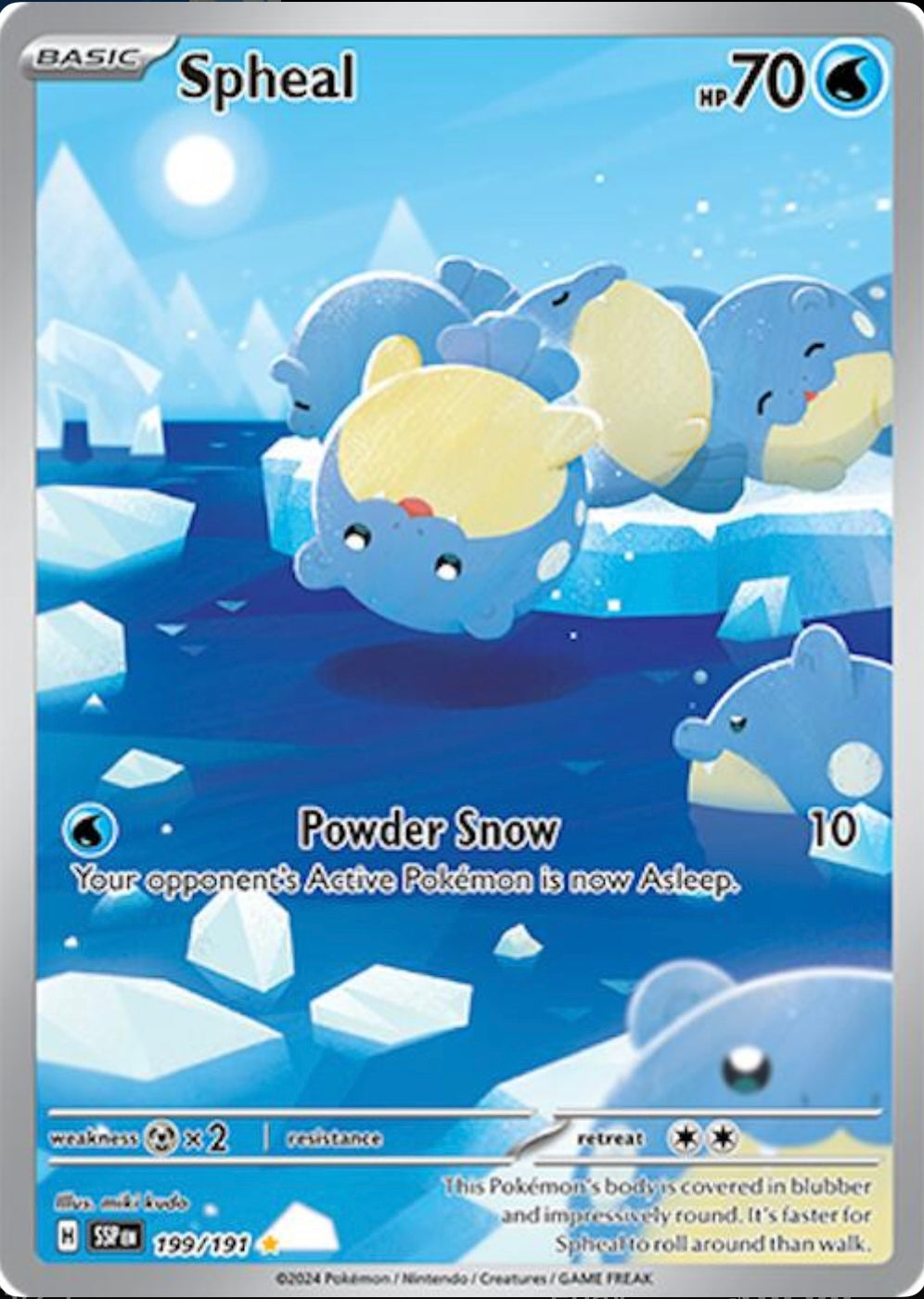 POKEMON CARD - SPHEAL ILLUSTRATION RARE 199/191 SURGING SPARKS (ENGLISH)