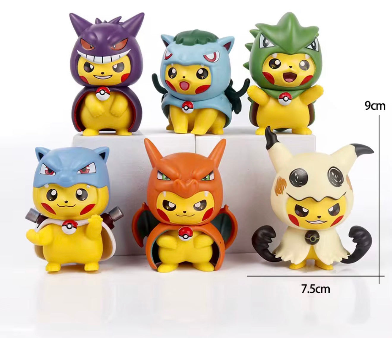PIKACHU COSPLAY FIGURES 3.5INCH VINYL DESK DECORATION (6PCS/SET) (BOX NOT INCLIUDED)