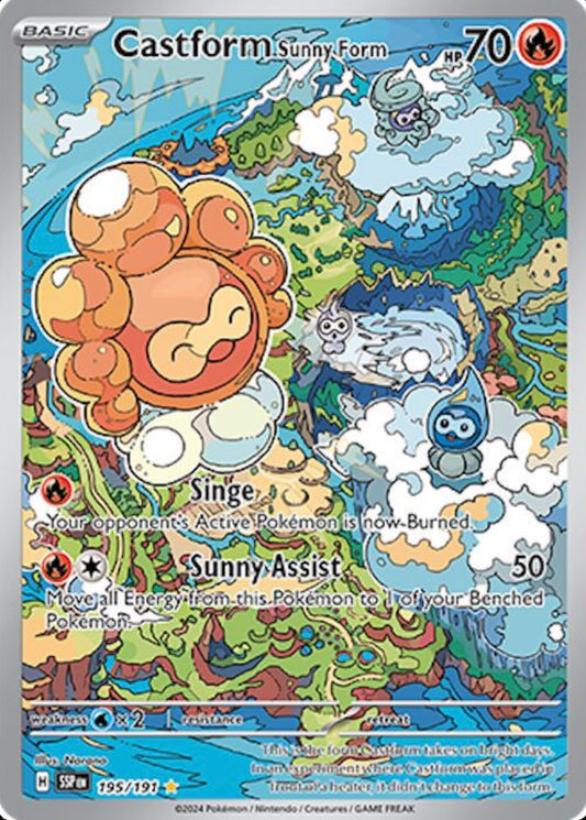 POKEMON CARD - CASTFORM SUNNY FORM ILLUSTRATION RARE 195/191 SURGING SPARKS (ENGLISH)