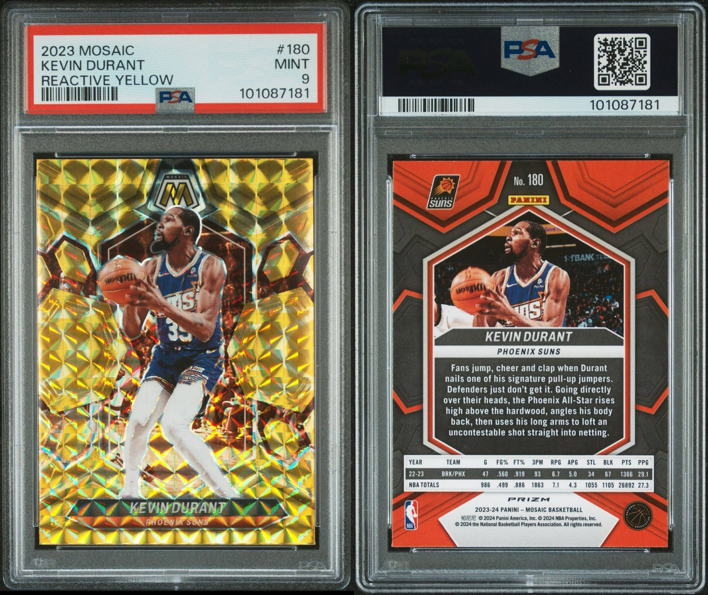 PSA 9 2023 PANINI MOSAIC | REACTIVE YELLOWKEVIN DURANT 180