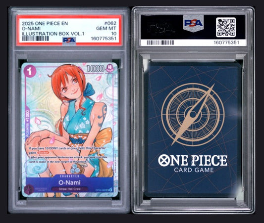 PSA 10 2025 One Piece Promos O-Nami #062 Illustration Box Vol.1