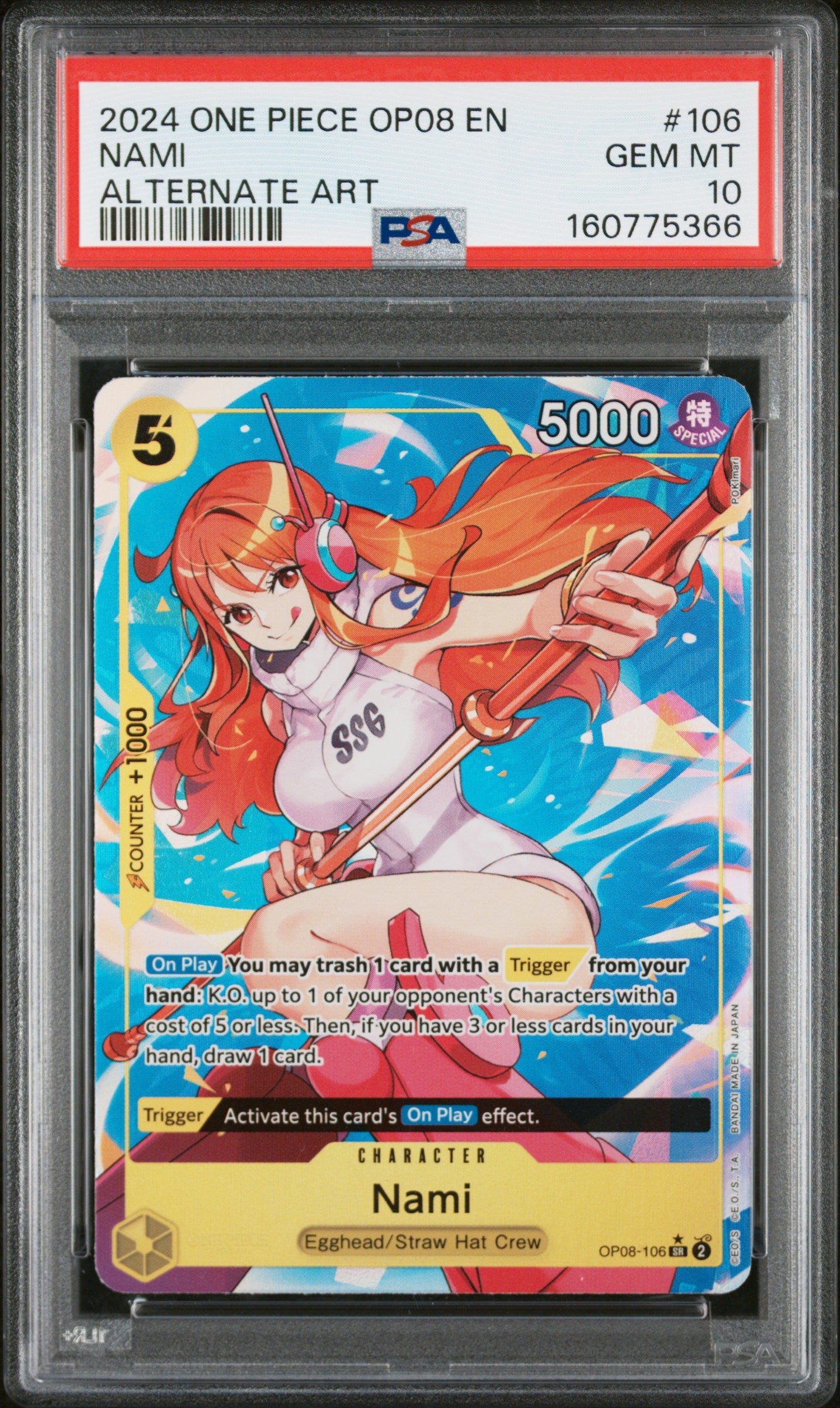 PSA 10 2024 One Piece Op08-Two Legends Nami #106