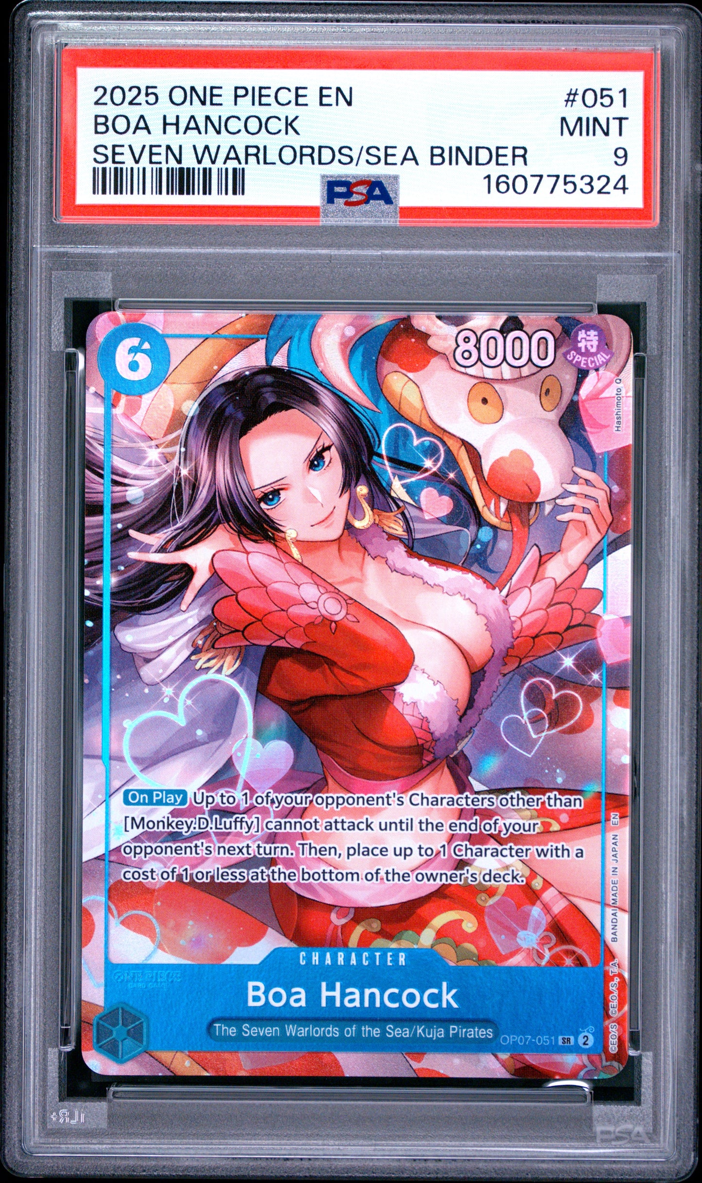 PSA9 2025 One Piece Seven Warlords of the Sea Binder Set Boa Hancock #051