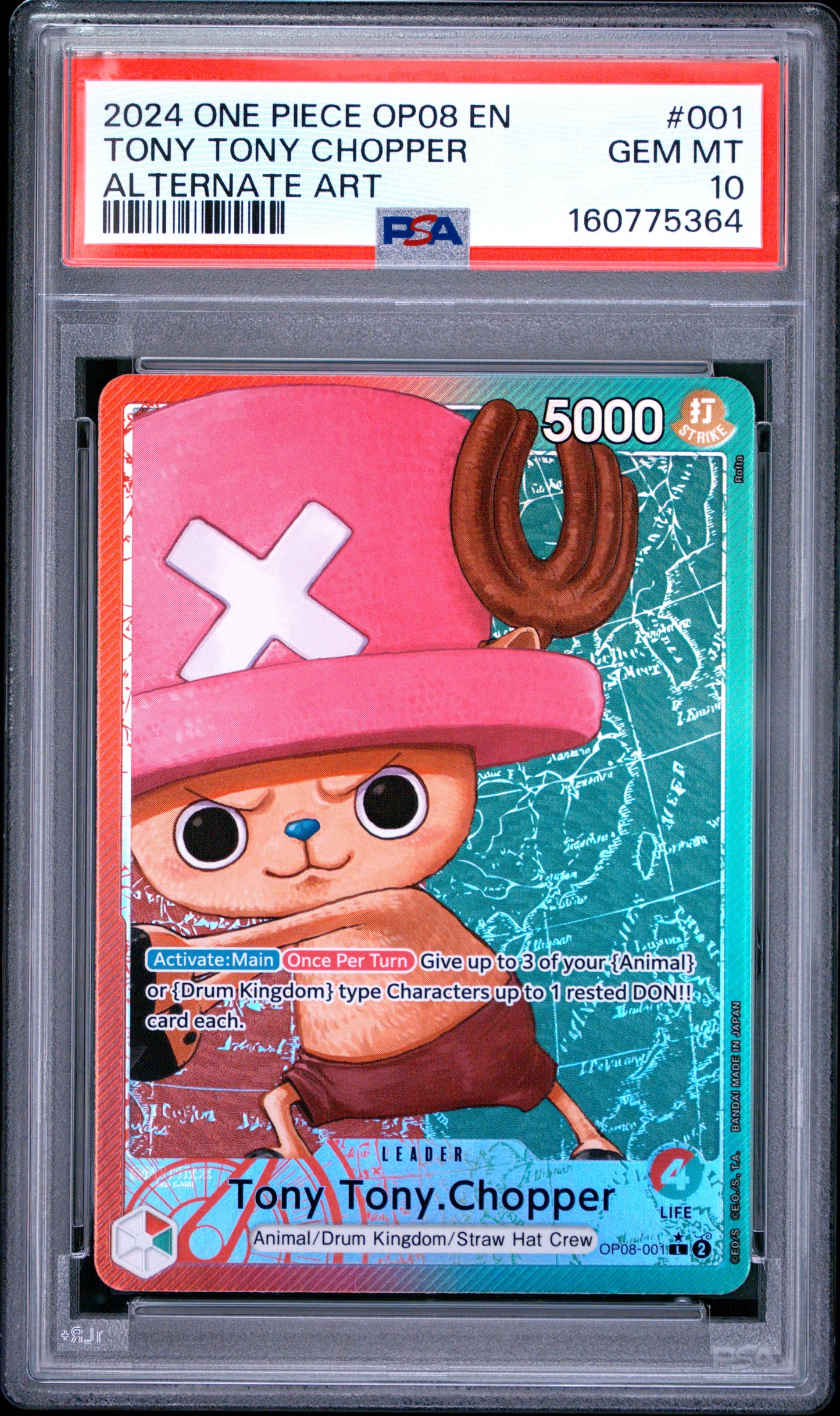 PSA 10 2024 One Piece Op08-Two Legends Tony Tony Chopper #001