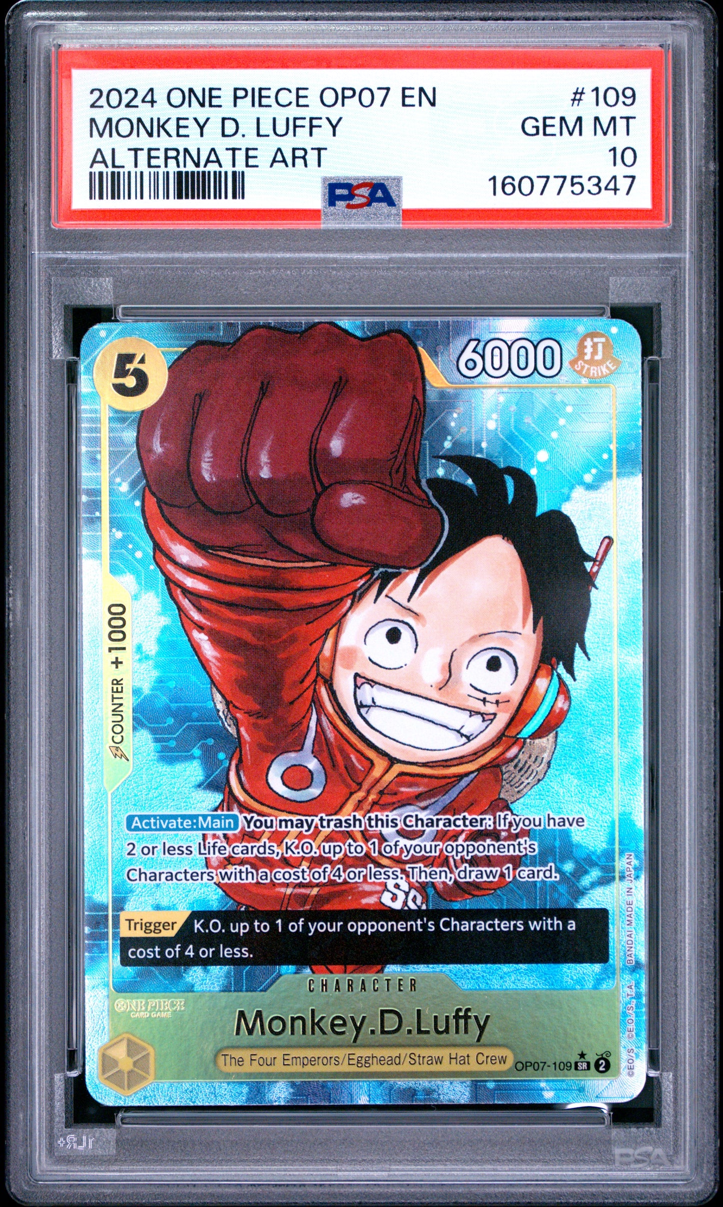 PSA10 2024 One Piece Op07-500 Years in the Future Monkey D. Luffy #109 Alternate Art