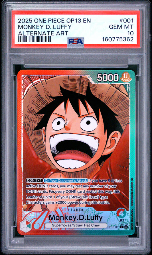 PSA 10 2025 One Piece Op13-Carrying on His Will Monkey D. Luffy #001