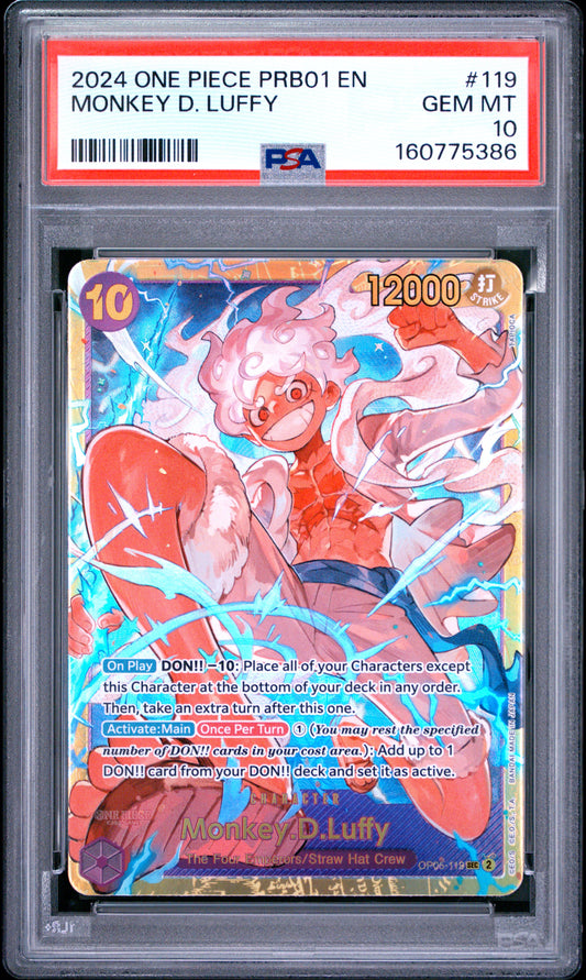 PSA 10 2024 One Piece Prb01-Premium Booster -One Piece Card the Best- Monkey D. Luffy #119
