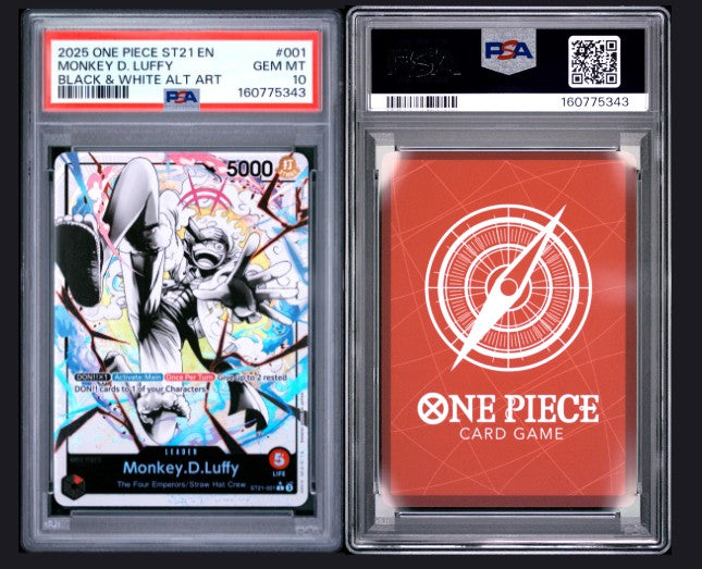 PSA 10 2025 One Piece Starter Deck St21-Ex Gear 5 Monkey D. Luffy #001 Black & White Alternate Art