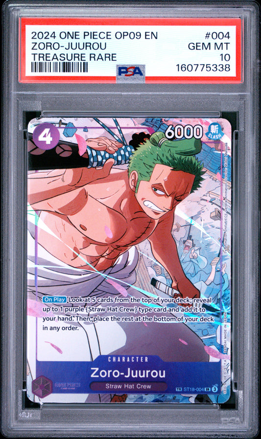 PSA 10 2024 One Piece Op09-Emperors in the New World Zoro-Juurou #004 Treasure Rare