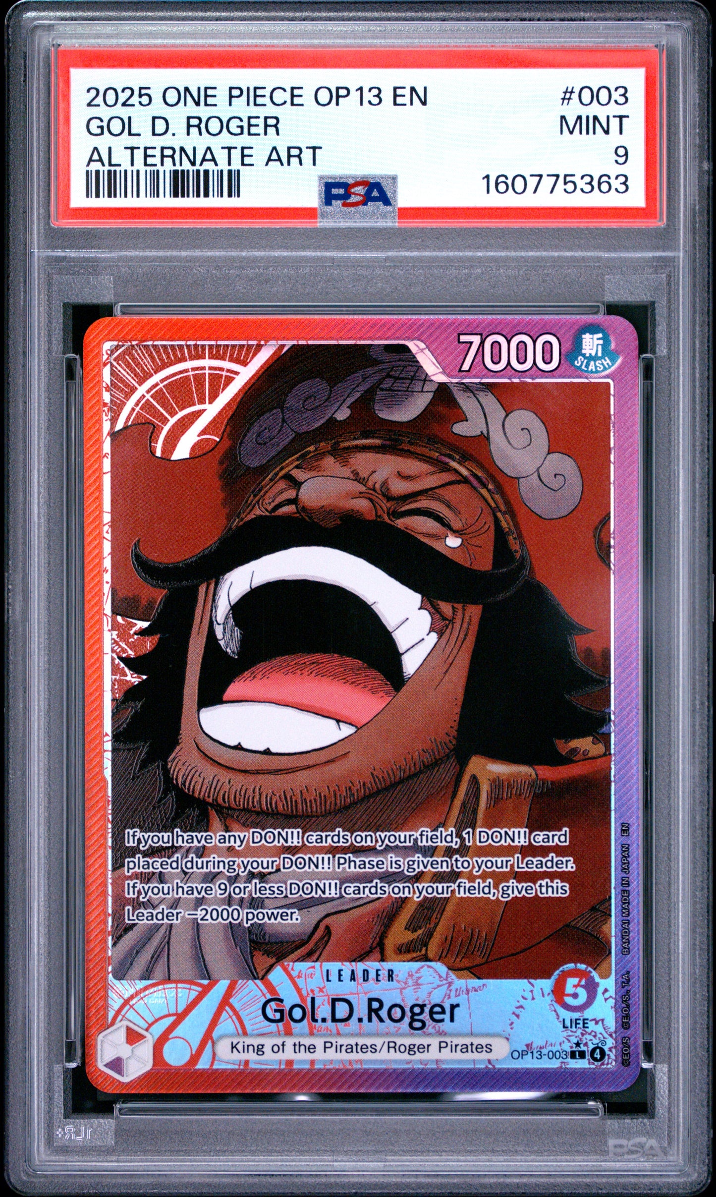 PSA 9 2025 One Piece Op13-Carrying on His Will Gol D. Roger #003