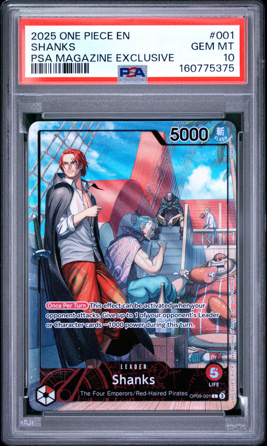 PSA 10 2025 One Piece Promos Shanks #001 Psa Magazine Exclusive