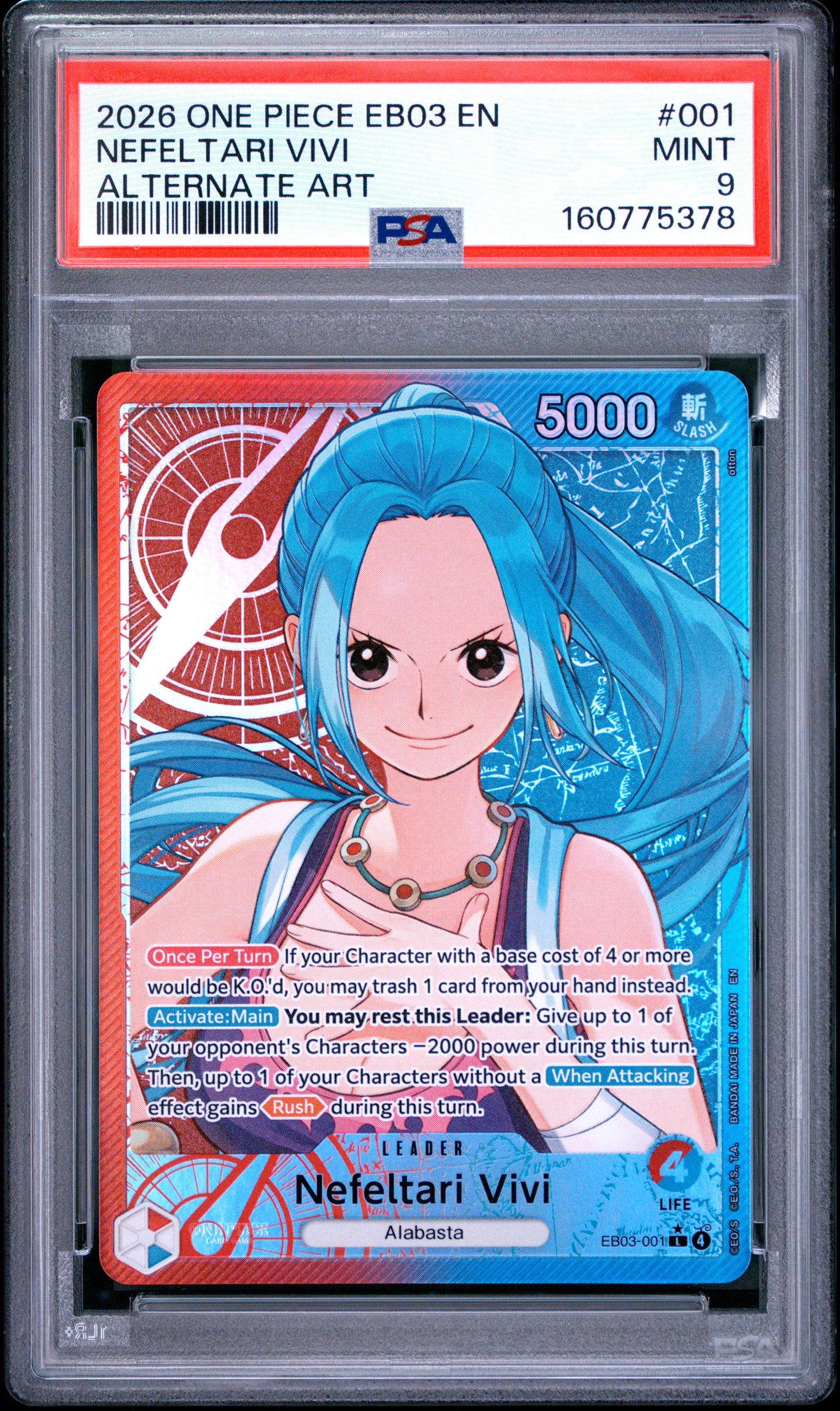 PSA 9 2026 One Piece Eb03-Extra Booster -One Piece Heroines Edition- Nefeltari VIVI #001